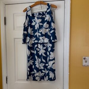 Floral Blue and White Dress